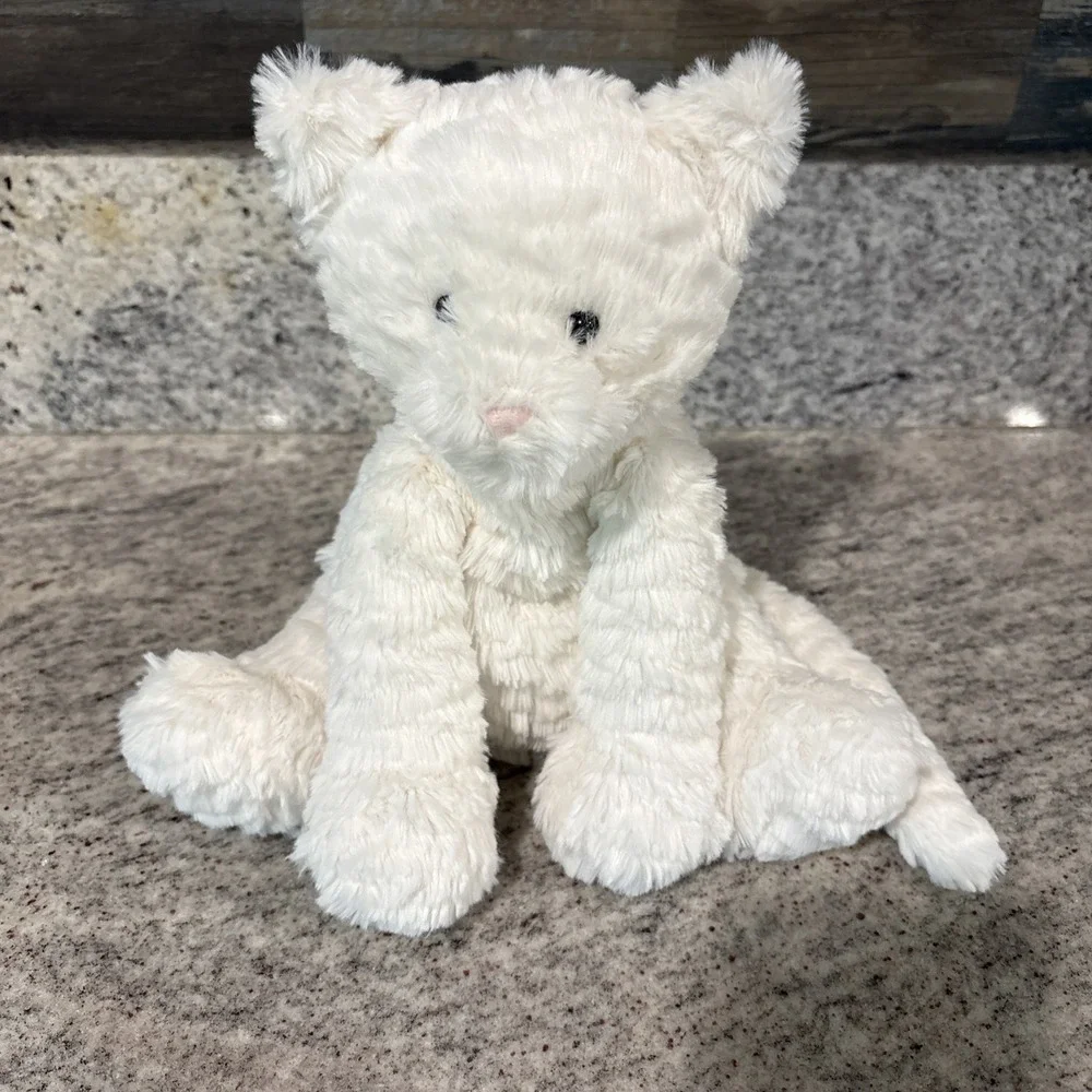 Jellycat Fuddlewuddle Kitty Kitten White Cream Plush Cat Pink Nose  8